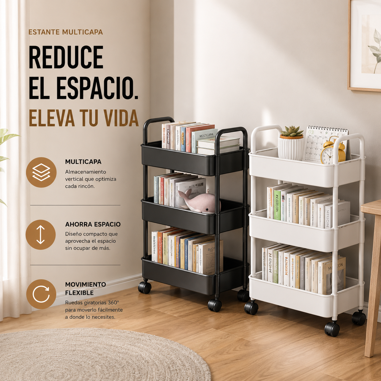 Carrito Organizador 4 Niveles Con Ruedas Multiuso