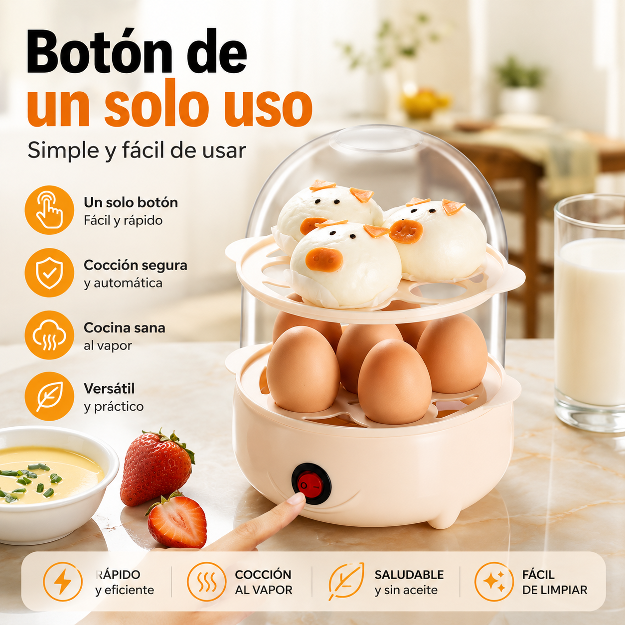 Hervidor Eléctrico De Huevos Vapor Doble Capa