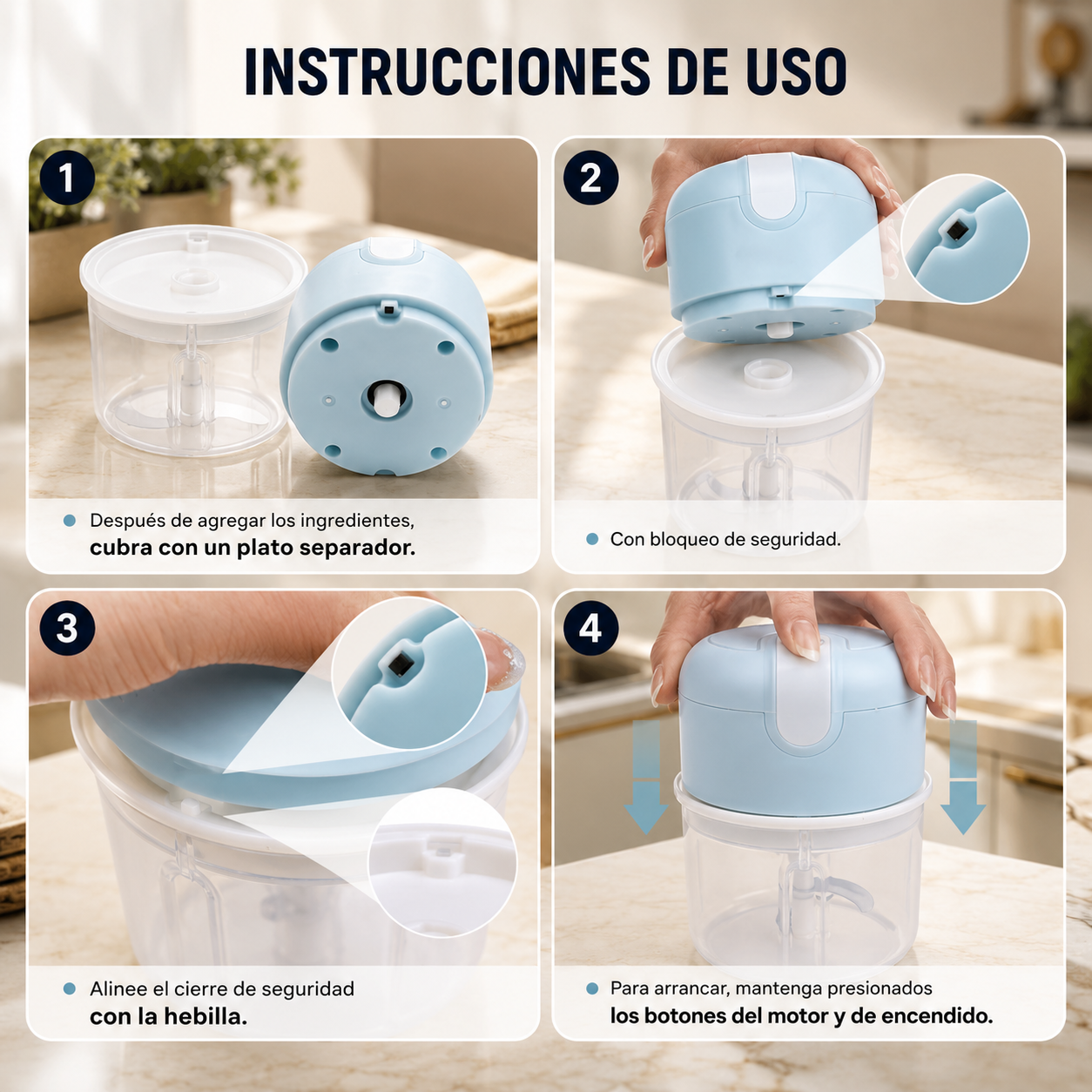 Mini Picadora Eléctrica Recargable USB Portátil