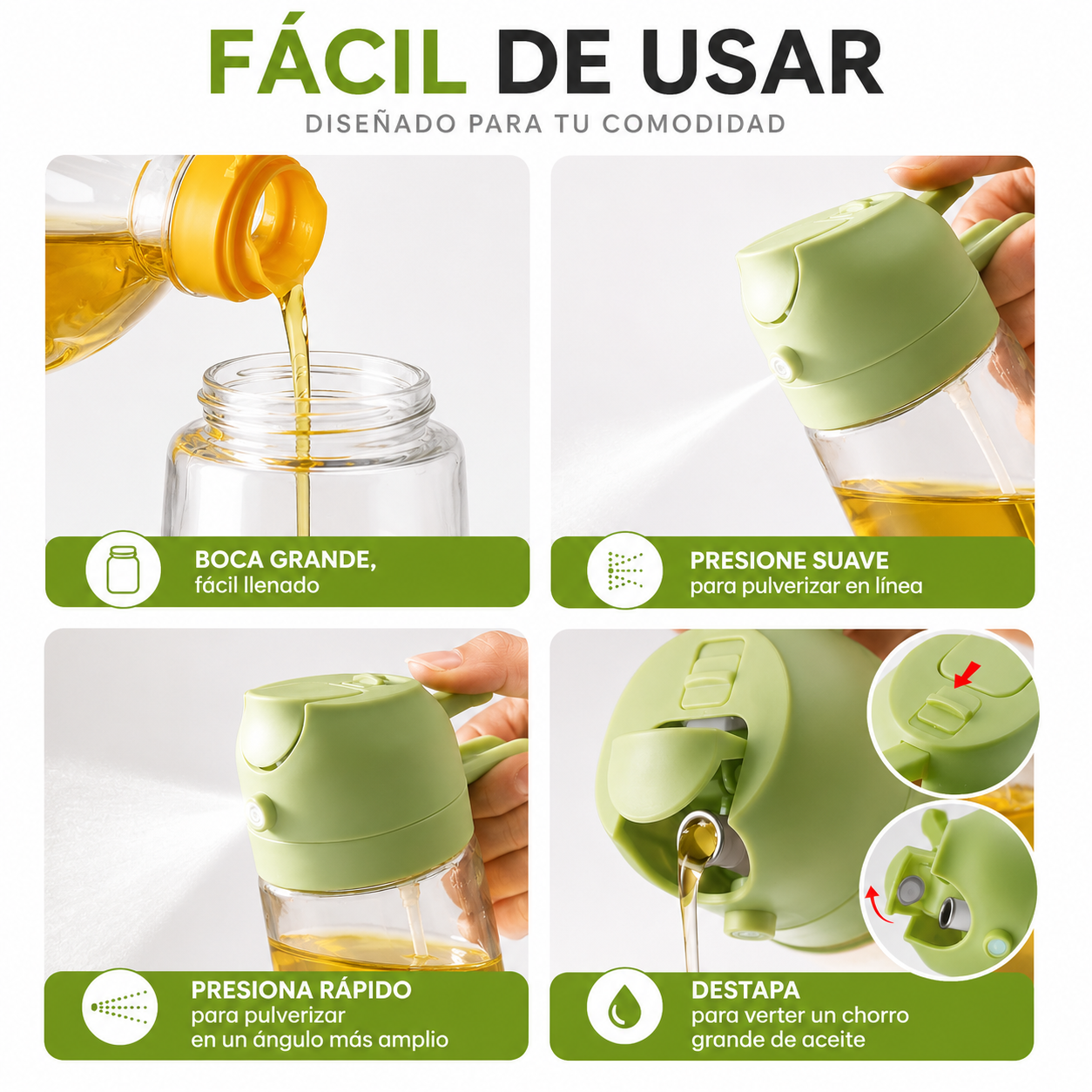 Rociador De Aceite 2 En 1 Pulverizador Cocina Spray