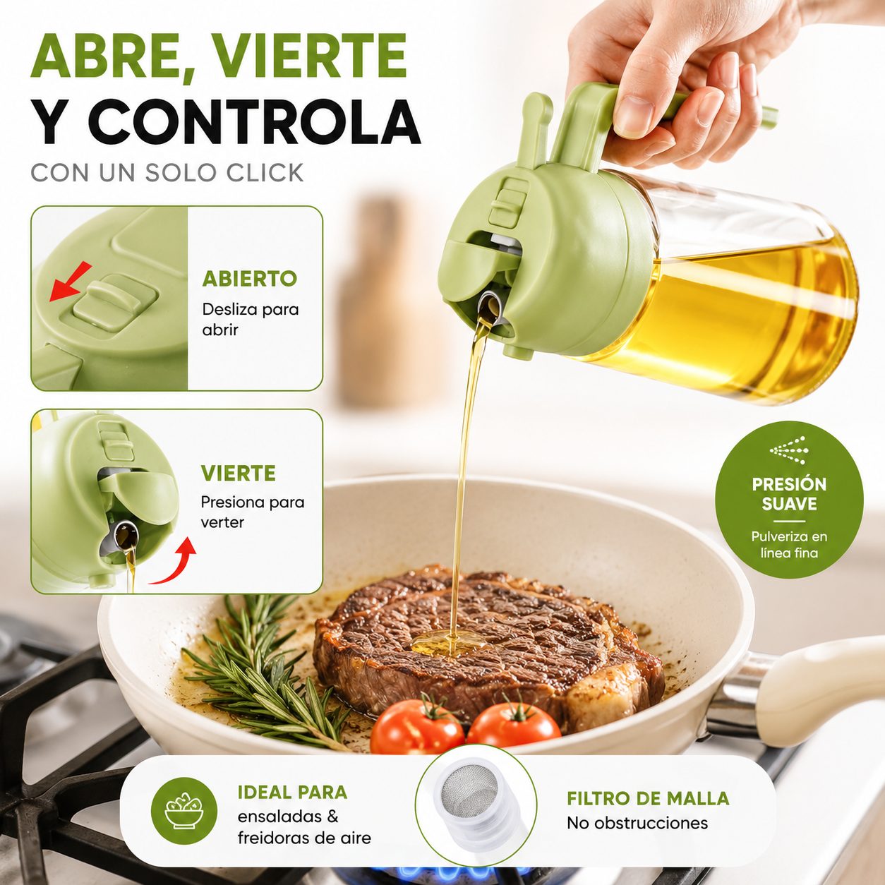 Rociador De Aceite 2 En 1 Pulverizador Cocina Spray