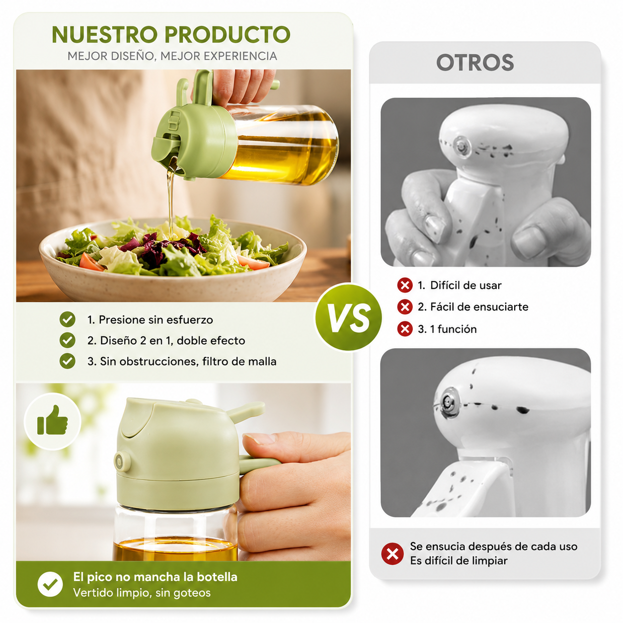 Rociador De Aceite 2 En 1 Pulverizador Cocina Spray