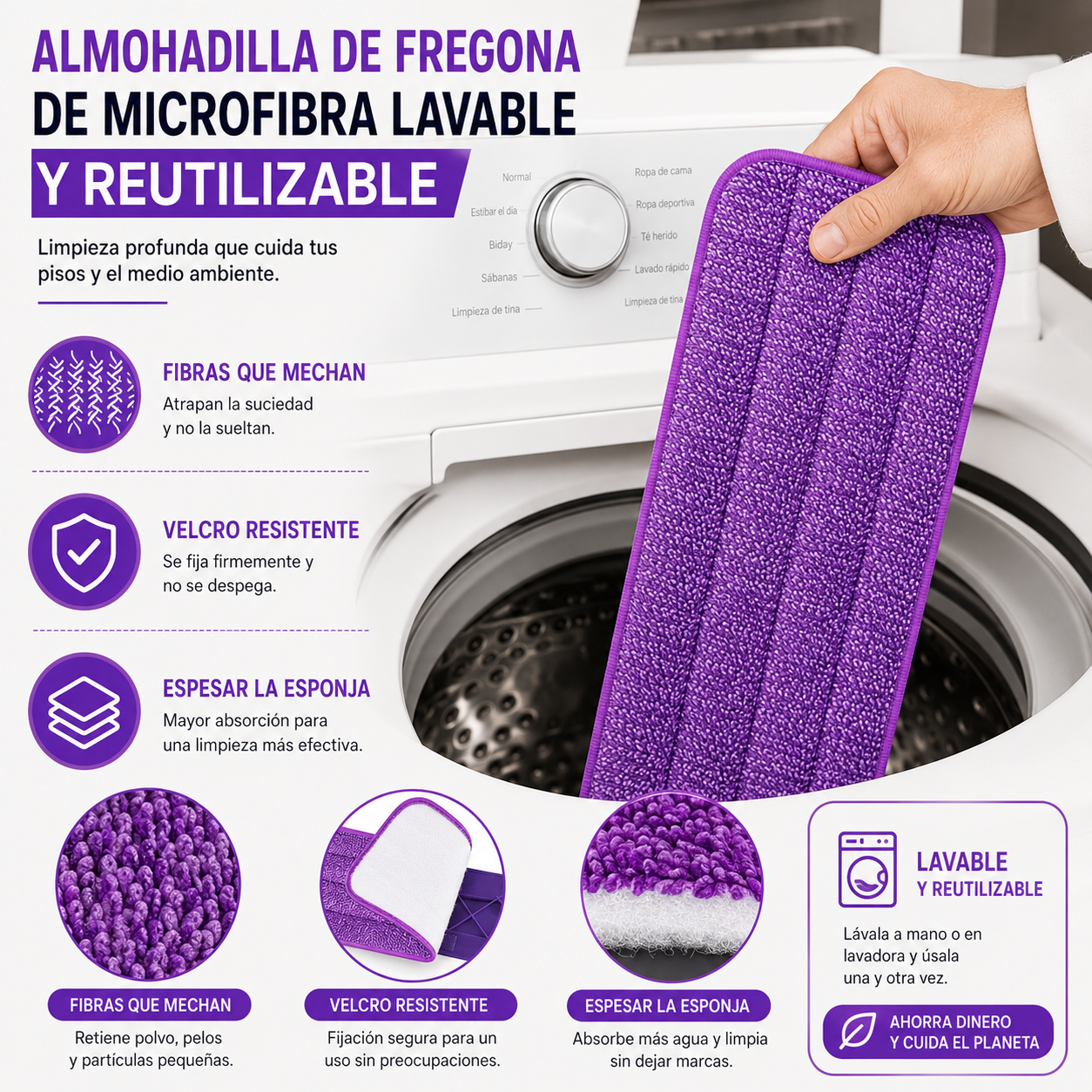 Mopa 360 Microfibra Con Spray Limpiador Piso Reutilizable