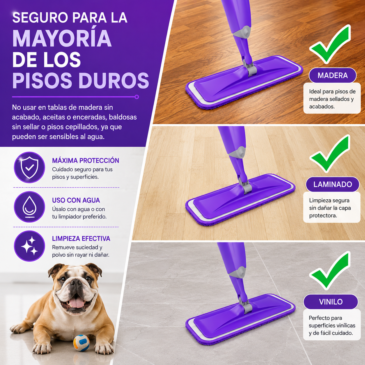 Mopa 360 Microfibra Con Spray Limpiador Piso Reutilizable