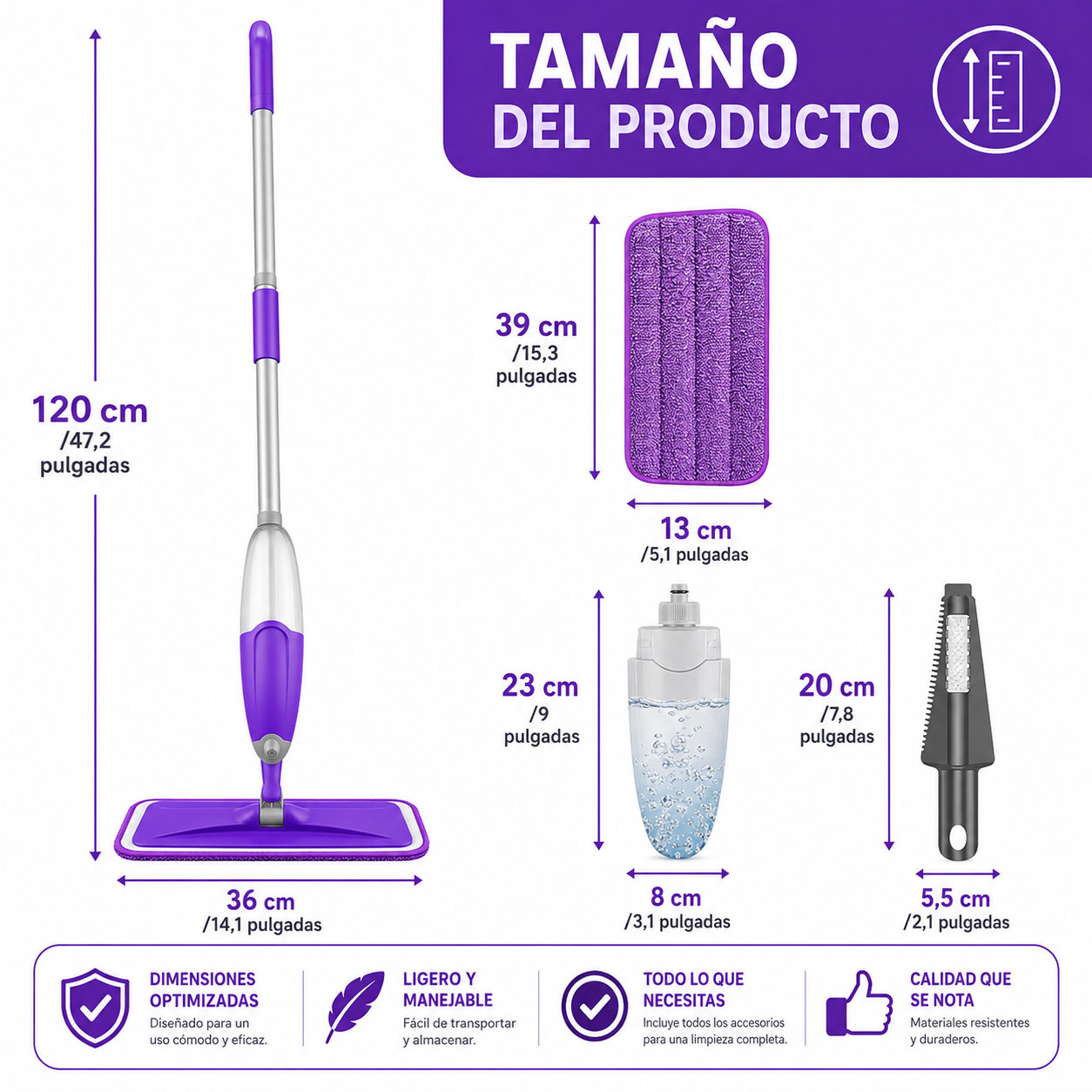 Mopa 360 Microfibra Con Spray Limpiador Piso Reutilizable