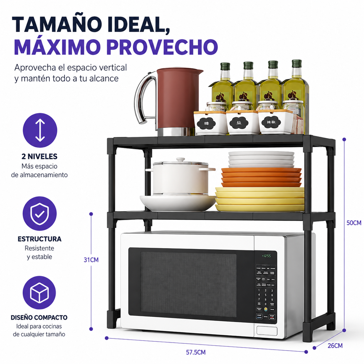 Rack Organizador Para Microondas 2 Niveles Cocina