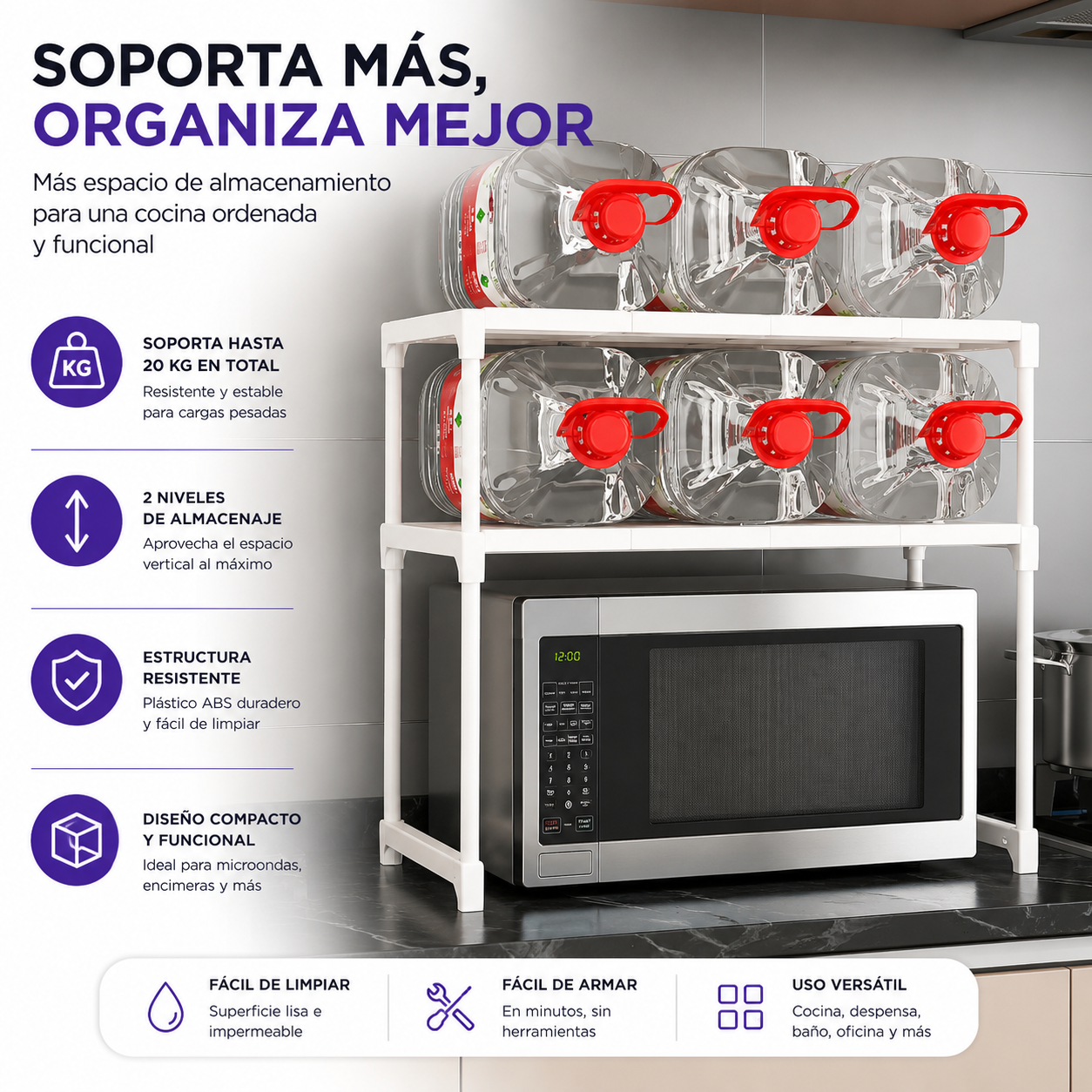 Rack Organizador Para Microondas 2 Niveles Cocina