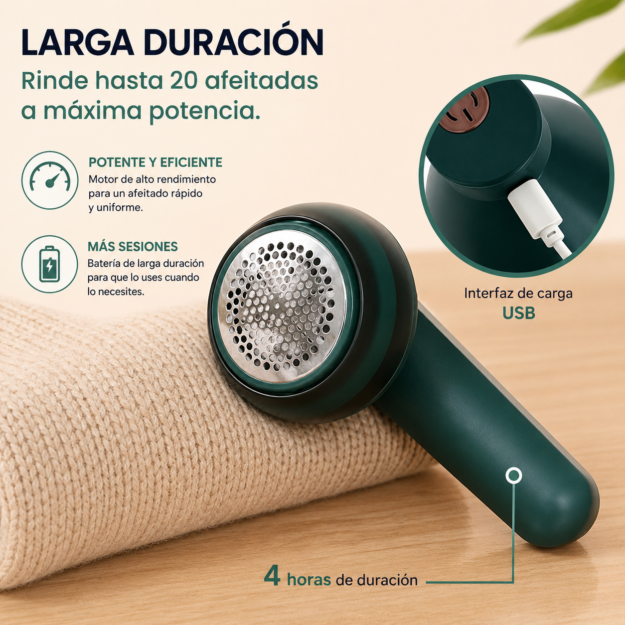 Quitapelusas Eléctrico Recargable Removedor Pelusas