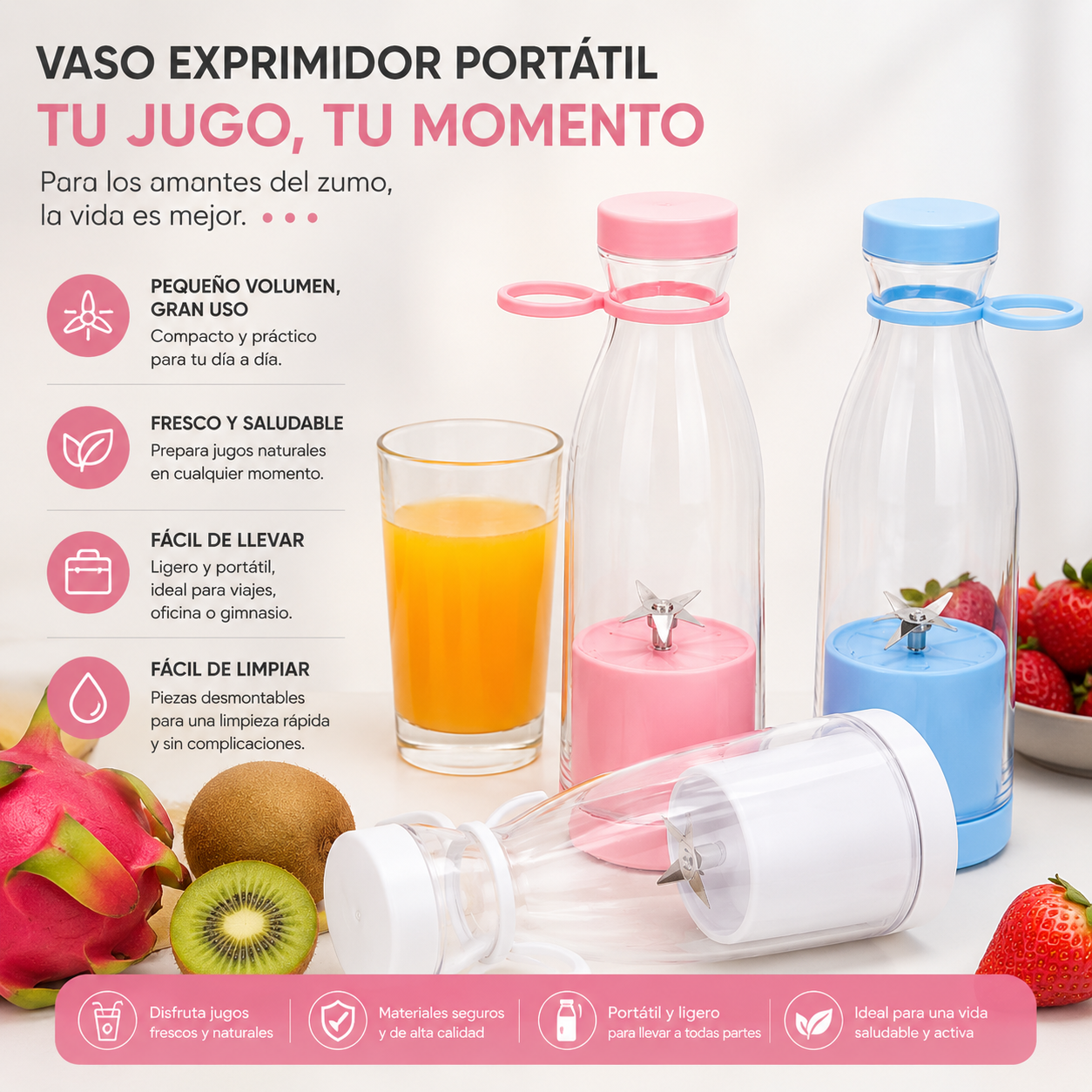 Botella Licuadora Portátil Recargable USB Mixer