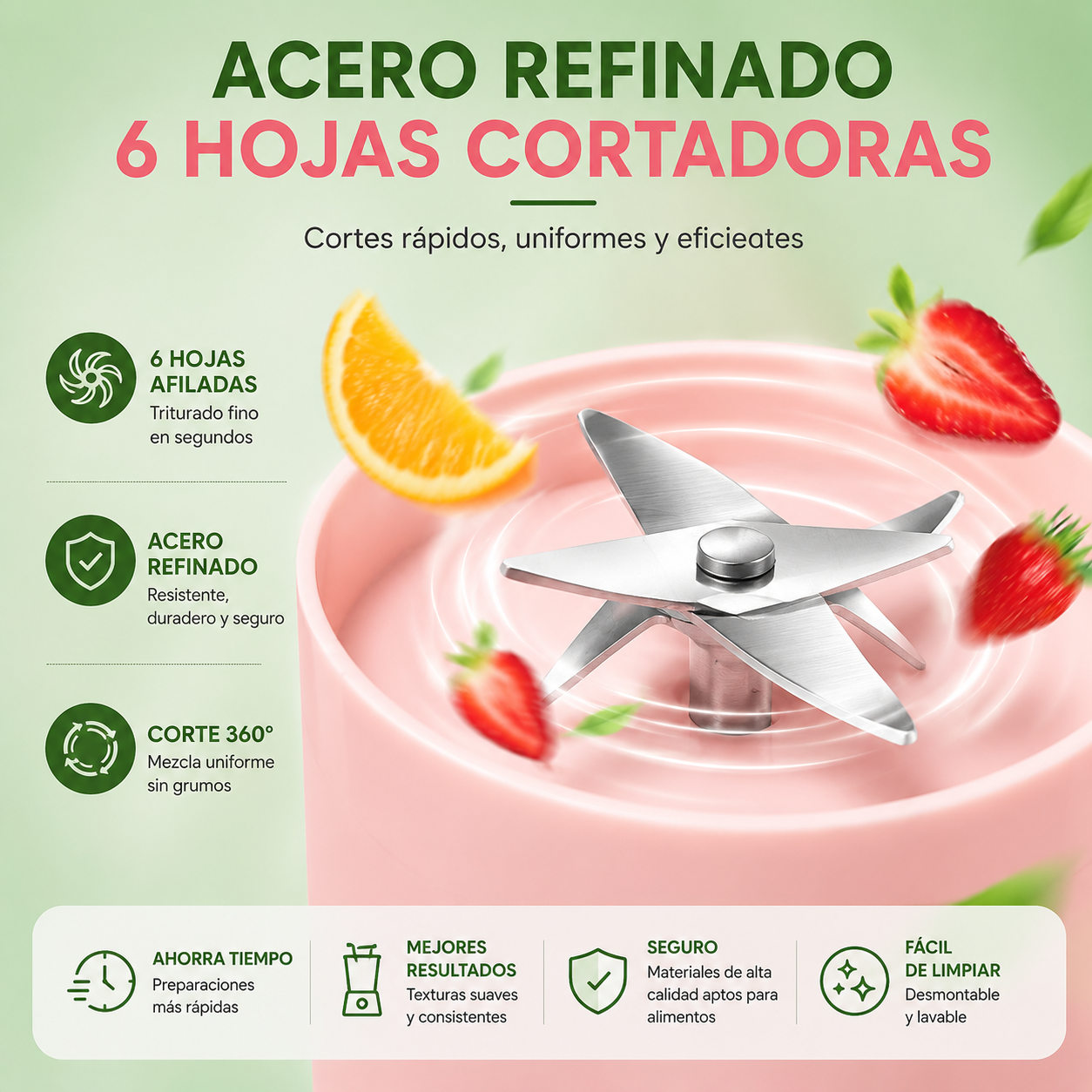 Botella Licuadora Portátil Recargable USB Mixer