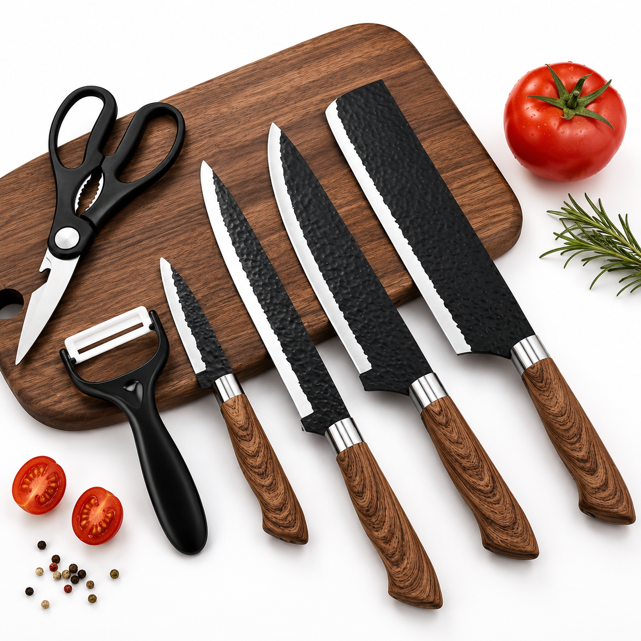 Set Cuchillos Chef 6 Piezas Pelador Y Tijeras