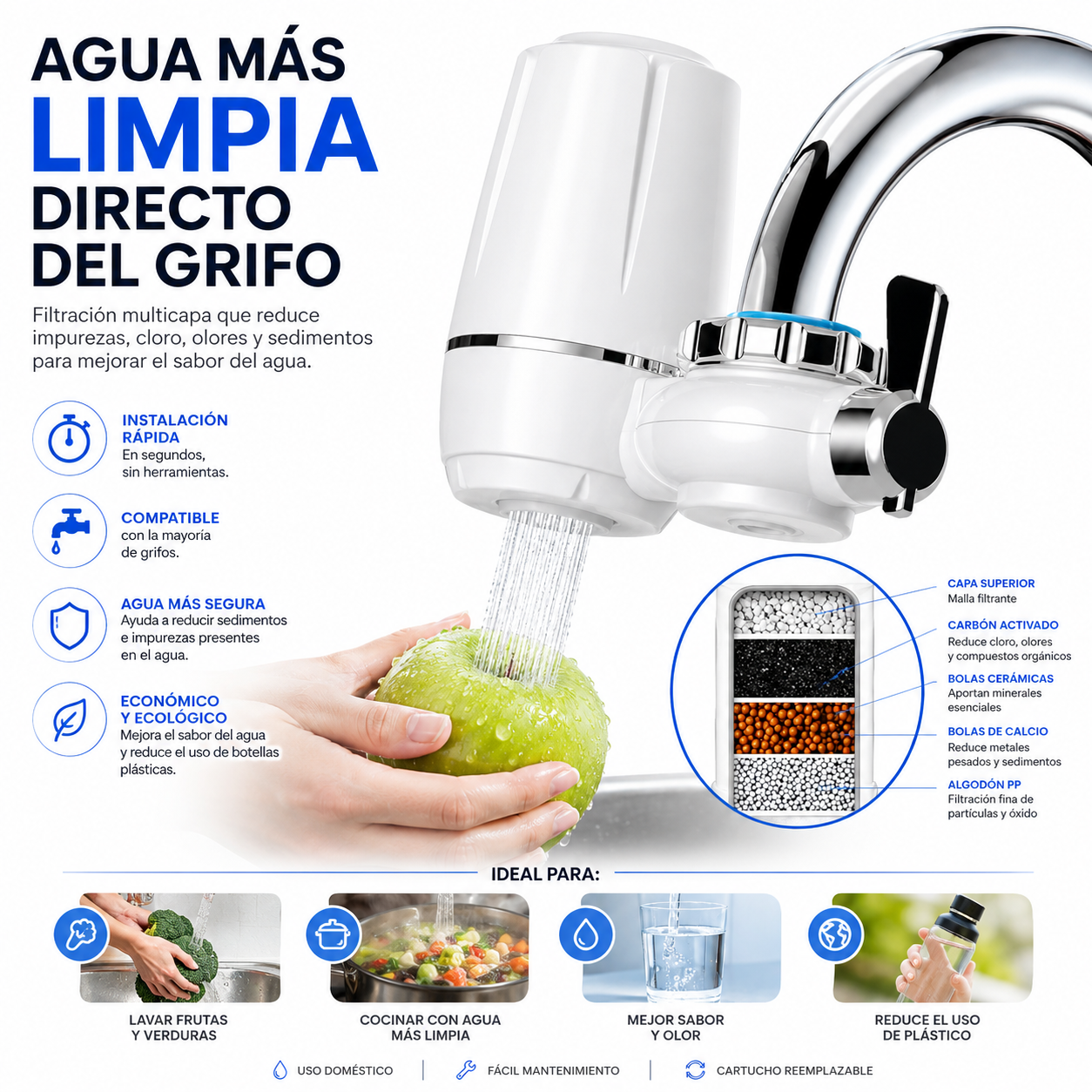 Purificador De Agua Para Grifo Filtro Cocina