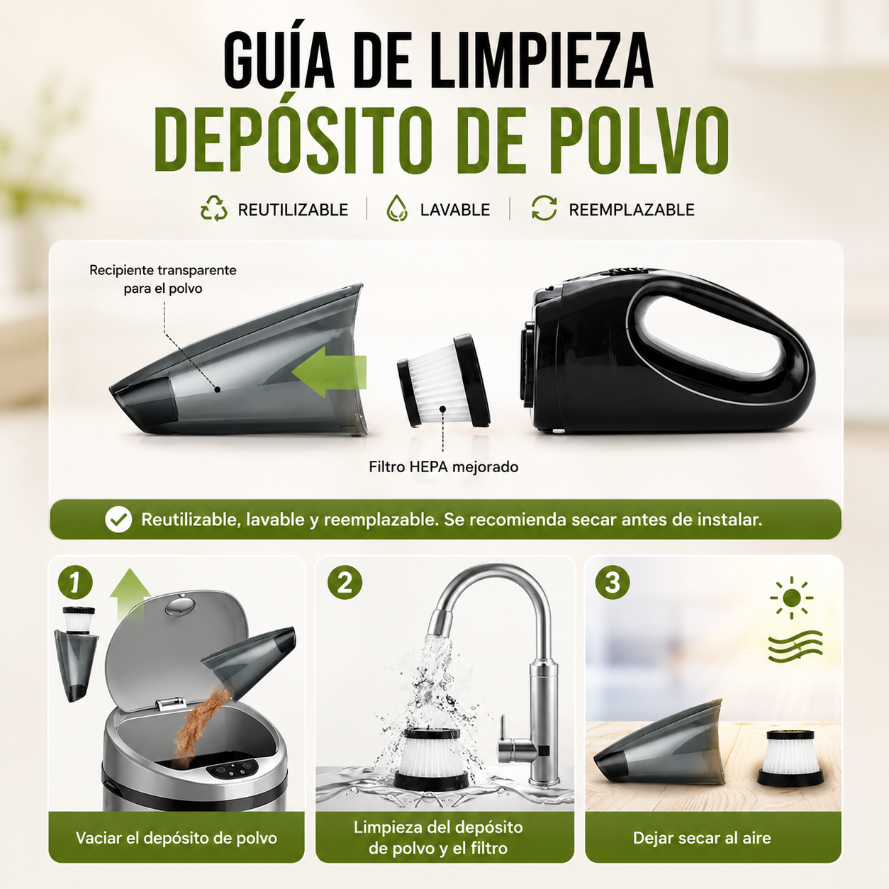 Aspiradora Portátil Auto 12V Con Boquilla