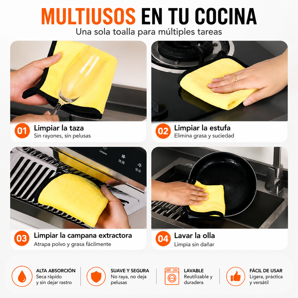 Set X3 Paño Microfibra Ultra Absorbente 30x40cm Limpieza