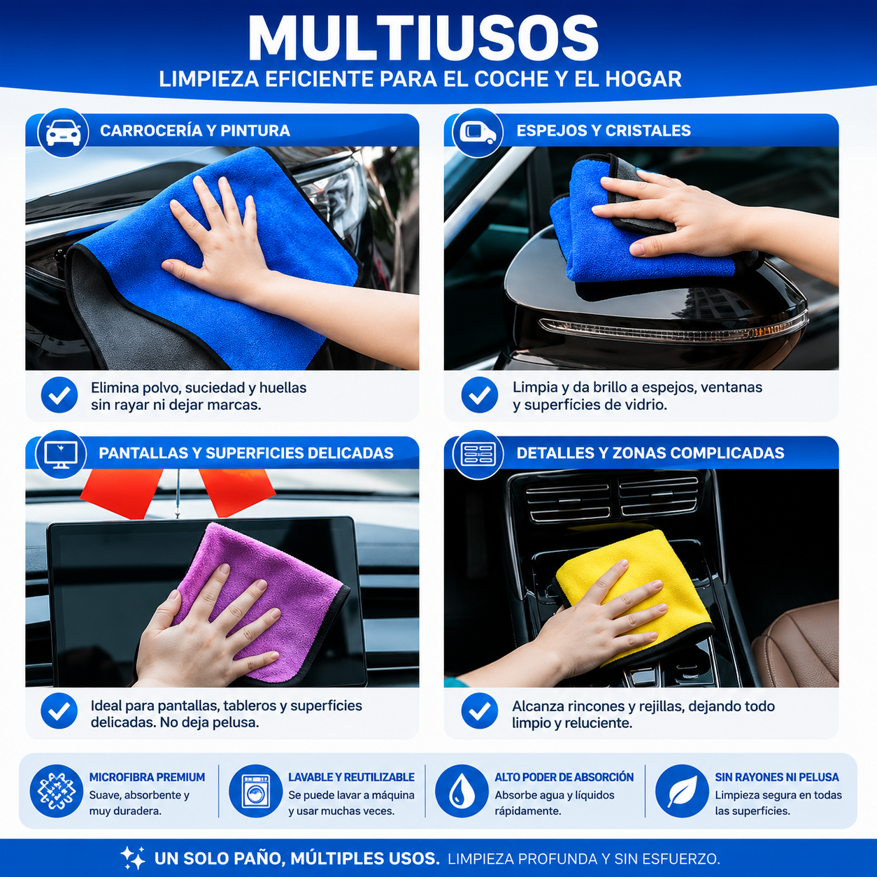 Set X3 Paño Microfibra Ultra Absorbente 30x40cm Limpieza