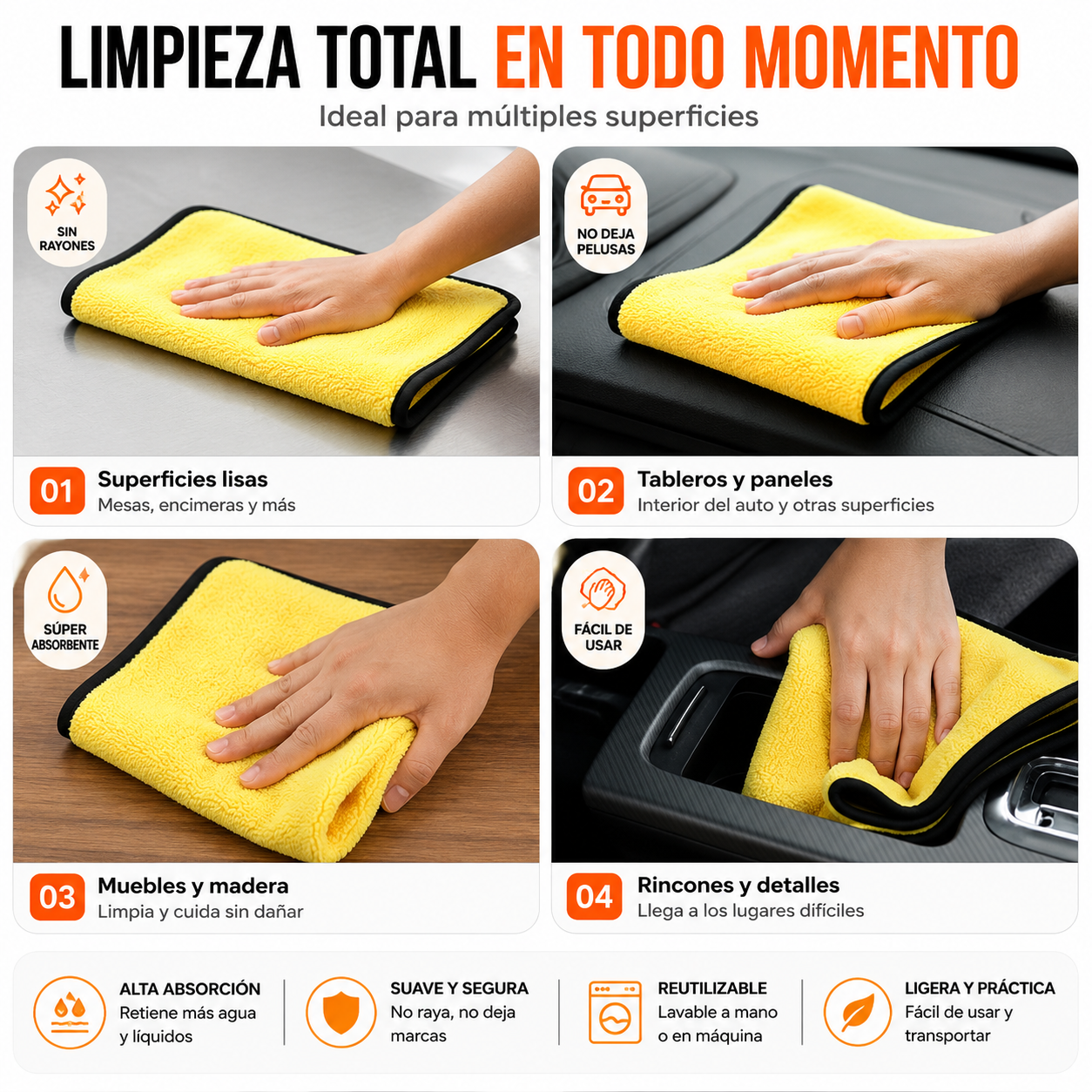 Set X3 Paño Microfibra Ultra Absorbente 30x40cm Limpieza