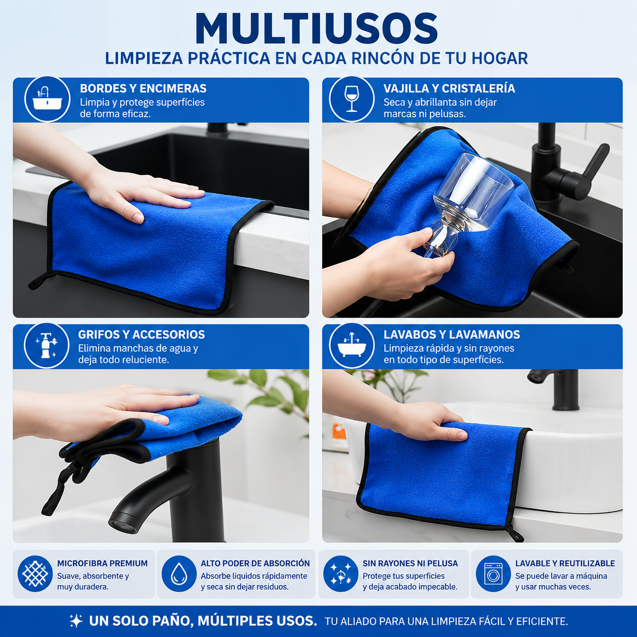 Set X3 Paño Microfibra Ultra Absorbente 30x40cm Limpieza
