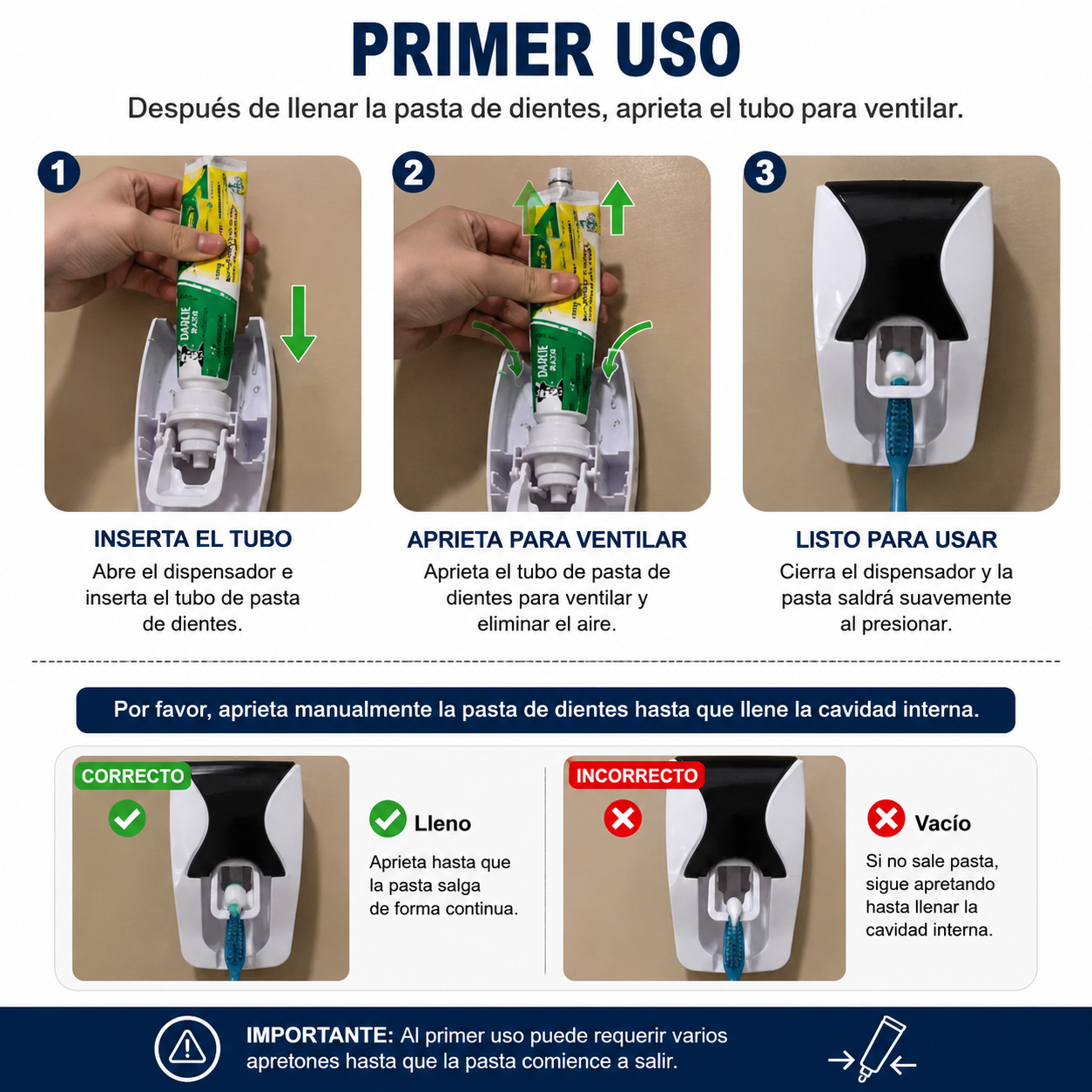 Dispensador Pasta Dental Soporte Organizador Cepillos Baño