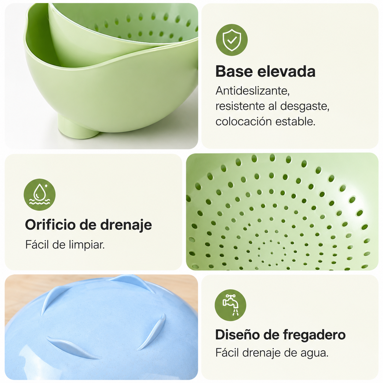 Colador Giratorio Doble Capa Escurridor Cocina