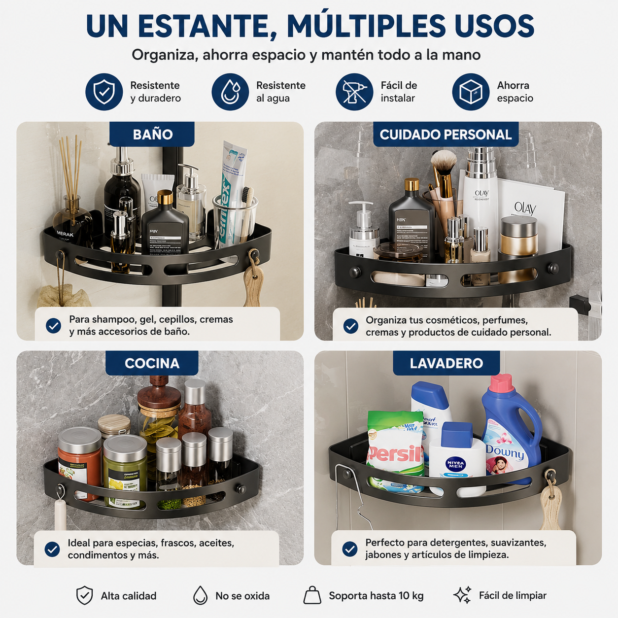 Set X2 Estante Organizador Baño Esquinero Moderno Multiuso