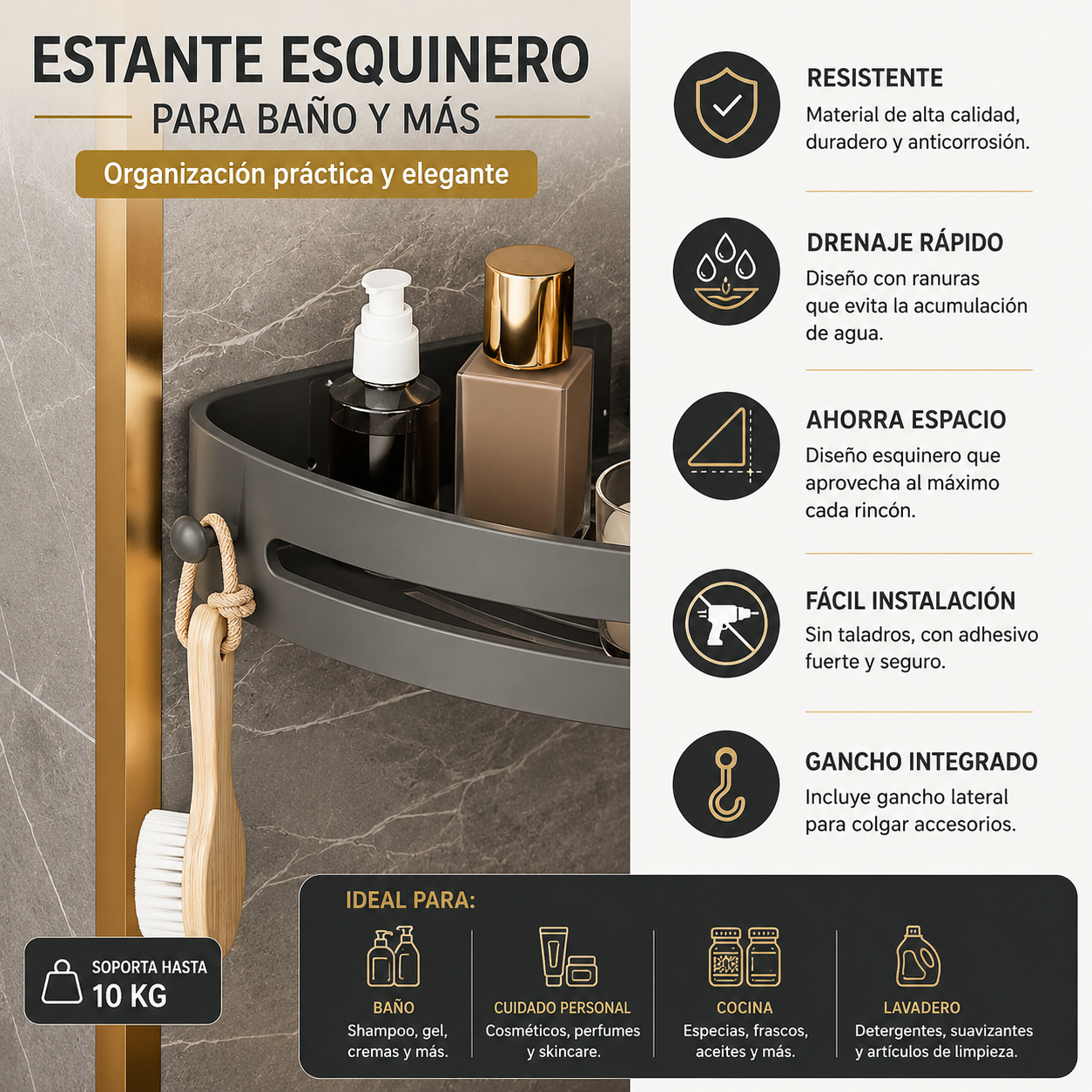 Set X2 Estante Organizador Baño Esquinero Moderno Multiuso