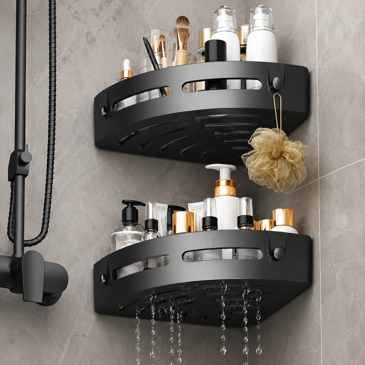 Set X2 Estante Organizador Baño Esquinero Moderno Multiuso