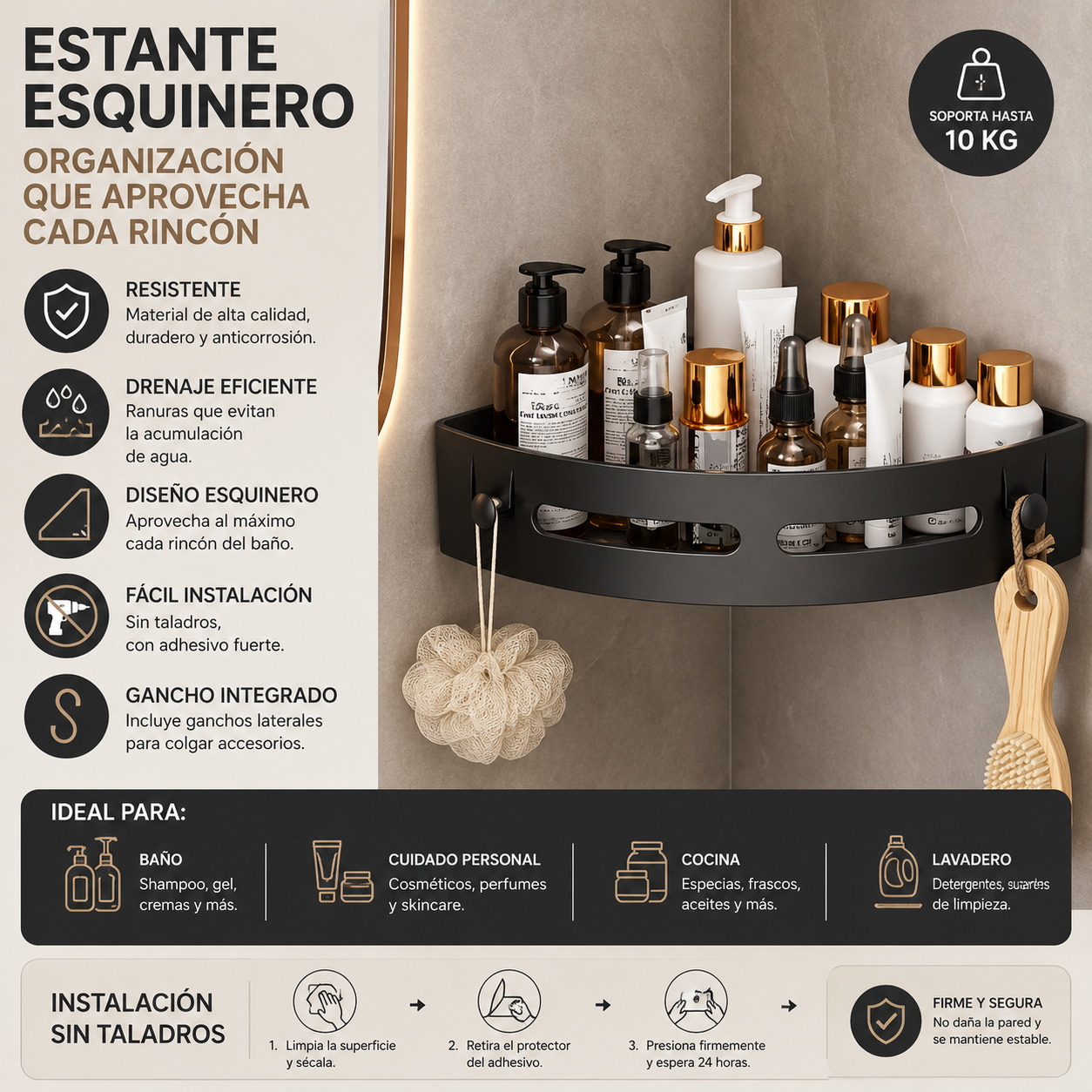 Set X2 Estante Organizador Baño Esquinero Moderno Multiuso