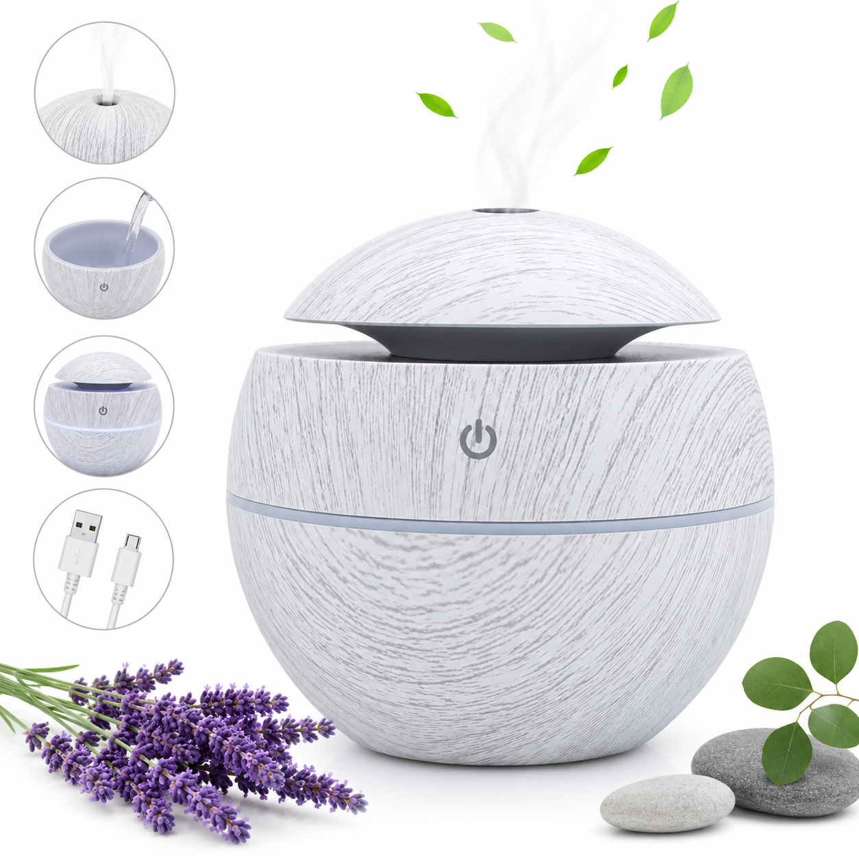 Mini Humidificador USB Diseño Madera Portátil