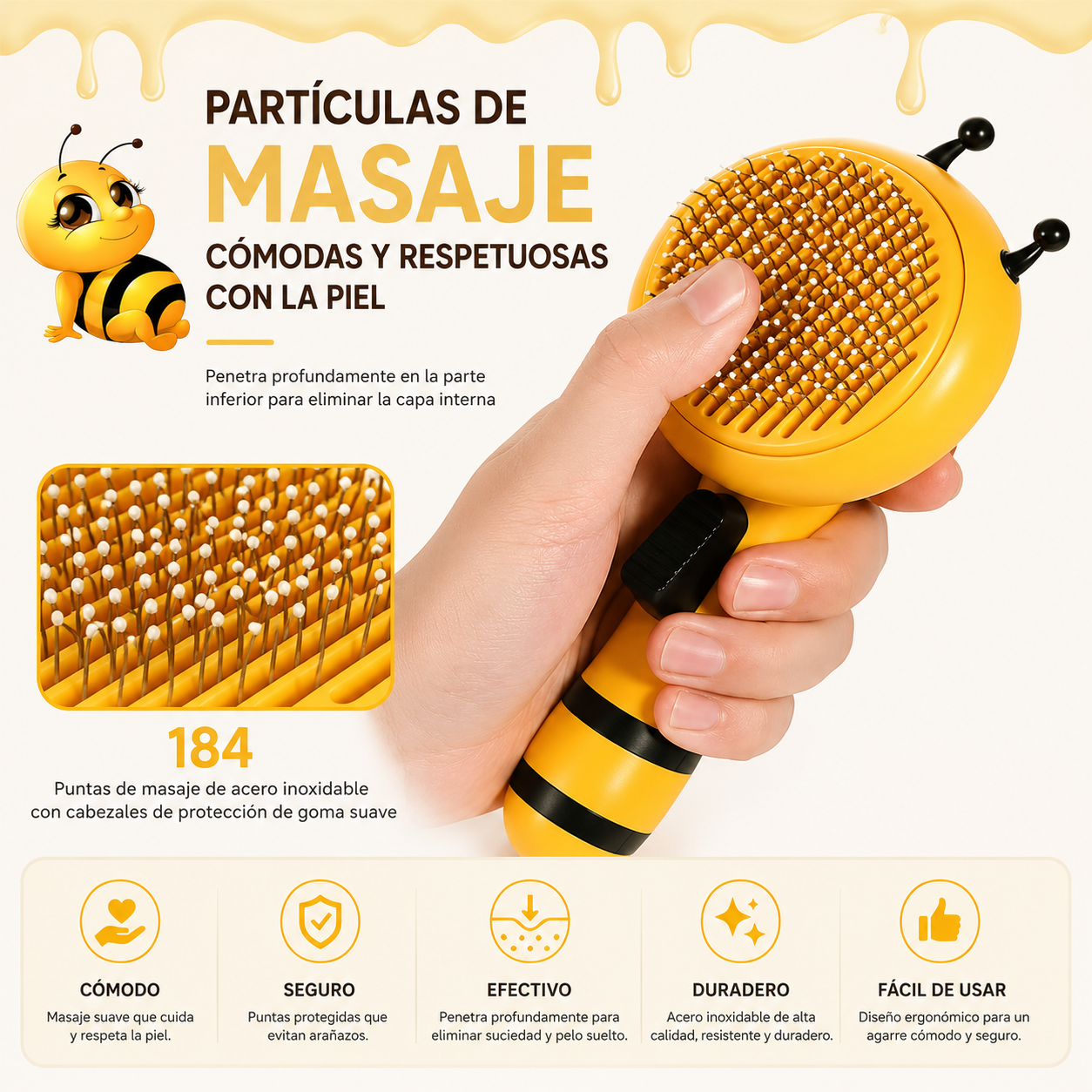 Cepillo Quitapelos Mascota Botón Limpieza Rápida