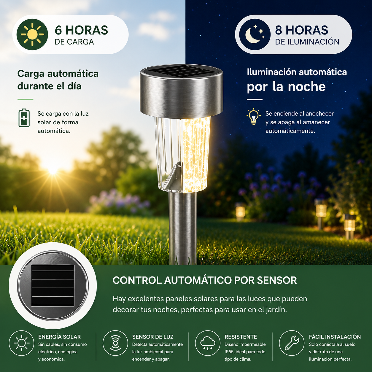 Luces Solares Jardín LED Estaca Exterior Impermeable