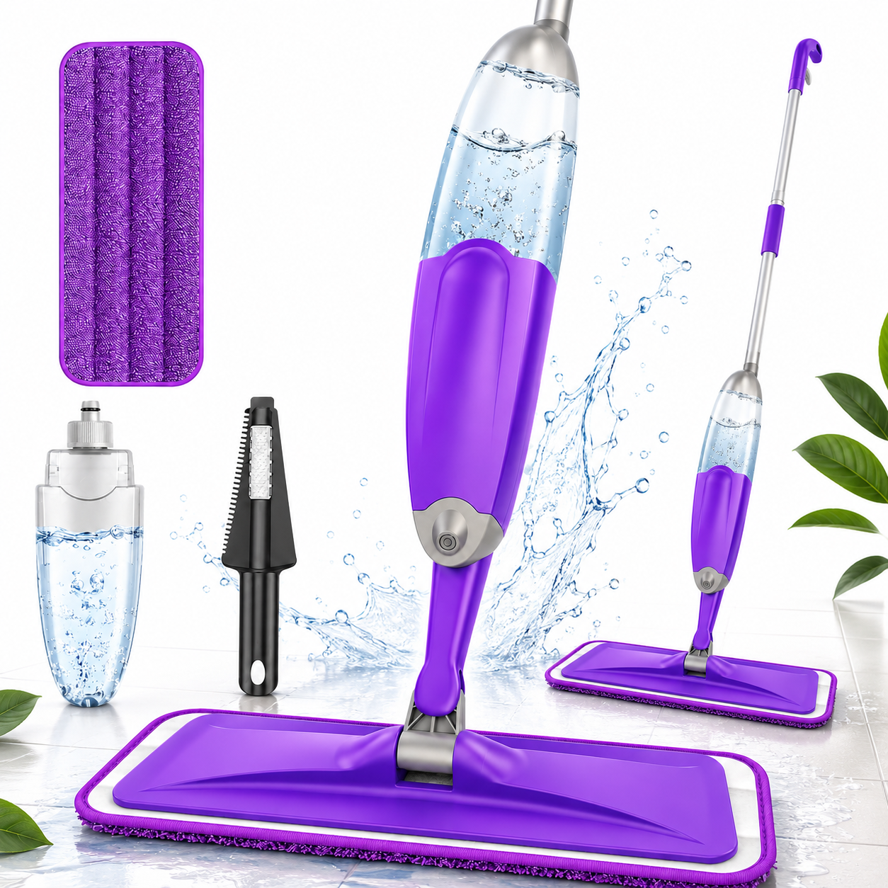Mopa 360 Microfibra Con Spray Limpiador Piso Reutilizable