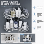 Set X2 Estante Esquinero Baño Acero Inox Rejilla