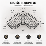 Set X2 Estante Esquinero Baño Acero Inox Rejilla